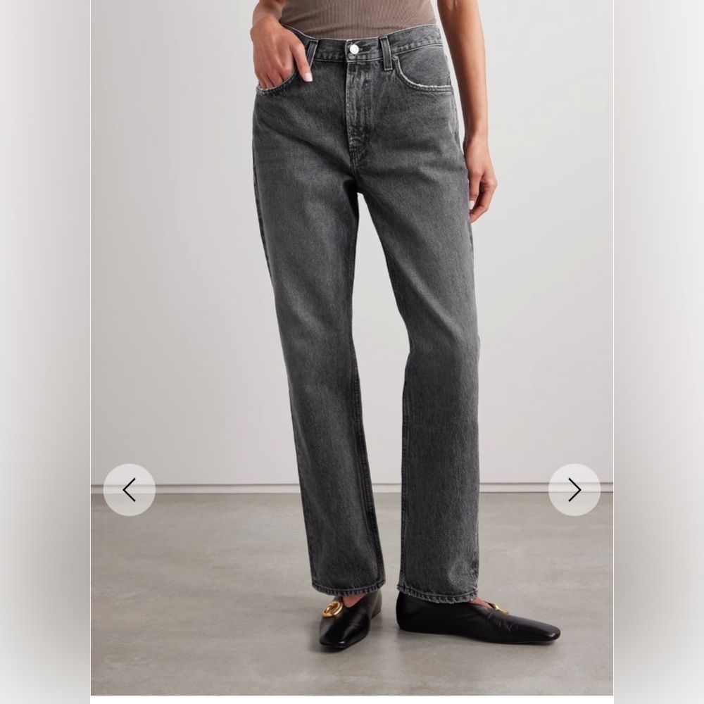 AGOLDE Women's 34 Valen Mid-rise Straight Leg Jeans Gray Slight Distressing NWOT